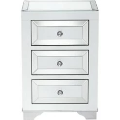 Hot Sale 🌟 Studio 55D Modern Wood Accent Side End Table 17" x 13 1/2" with Drawer White Mirrored Tabletop Living Room Bedroom Entryway House 🔥 -End And Side Tables shop unnamed file 4350