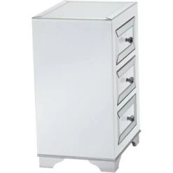 Hot Sale 🌟 Studio 55D Modern Wood Accent Side End Table 17" x 13 1/2" with Drawer White Mirrored Tabletop Living Room Bedroom Entryway House 🔥 -End And Side Tables shop unnamed file 4352