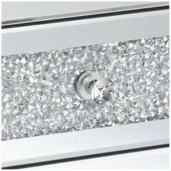 Promo 👏 Studio 55D Modern Mirrored Rectangular Accent Side End Table 20" x 14" with 3-Drawer Silver Glass Crystal Living Room Home House 🎉 -End And Side Tables shop unnamed file 4355