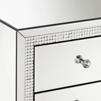 Best reviews of π₯ Studio 55D Modern Beaded Mirrored Rectangular Accent Side End Table 19" x 13 3/4" with Drawer Silver Living Room Bedroom Bedside π 4 Best reviews of π₯ Studio 55D Modern Beaded Mirrored Rectangular Accent Side End Table 19" x 13 3/4" with Drawer Silver Living Room Bedroom Bedside π - Image 2