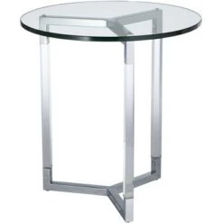 Cheap 🌟 Studio 55D Modern Acrylic Chrome Round Accent Side End Table 22" Wide Clear Silver Tempered Glass Top for Living Room Home House 🌟 -End And Side Tables shop unnamed file 4367
