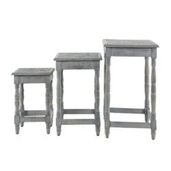 Promo 🎁 Olivia & May Set of 3 Carved Accent Tables with Distressed Finish Gray - Olivia & May ❤️ -End And Side Tables shop unnamed file 437