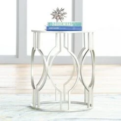 Coupon 👍 55 Downing Street Modern Glam Metal Round Accent Side End Table 20" Wide Silver Mirrored Top for Living Room Bedroom Home Entryway 🧨