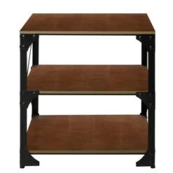 Best reviews of 🎉 3 Tier Industrial Style Metal Side End Table with Wooden Shelves Brown/Bronze - Benzara 😉