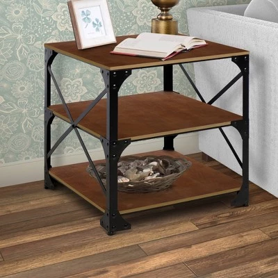 Best reviews of π 3 Tier Industrial Style Metal Side End Table with Wooden Shelves Brown/Bronze - Benzara π 4 Best reviews of π 3 Tier Industrial Style Metal Side End Table with Wooden Shelves Brown/Bronze - Benzara π - Image 2