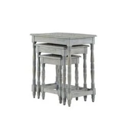 Promo 🎁 Olivia & May Set of 3 Carved Accent Tables with Distressed Finish Gray - Olivia & May ❤️ -End And Side Tables shop unnamed file 439