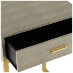 Best Sale ❤️ 55 Downing Street Modern Gold Rectangular Accent Side End Table 14" x 16" with Drawer Gray Wood Tabletop for Living Room Home 😍