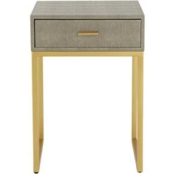 Best Sale ❤️ 55 Downing Street Modern Gold Rectangular Accent Side End Table 14" x 16" with Drawer Gray Wood Tabletop for Living Room Home 😍 -End And Side Tables shop unnamed file 4399