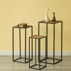 Brand new 💯 Vintiquewise Modern Nesting Display Tables Square Accent Side End Table, Set of 3 🔥 -End And Side Tables shop unnamed file 4404