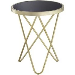 Cheapest 🧨 55 Downing Street Modern Gold Round Accent Side End Table 17 1/2" Wide Painted Black Glass Top Hairpin Base for Living Room Home 🎁 -End And Side Tables shop unnamed file 4409