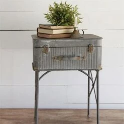 New 🎉 Foreside Home & Garden Distressed Metal Suitcase Side/End Table - Foreside Home and Garden 🌟 -End And Side Tables shop unnamed file 4412