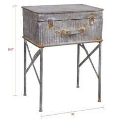New 🎉 Foreside Home & Garden Distressed Metal Suitcase Side/End Table - Foreside Home and Garden 🌟 -End And Side Tables shop unnamed file 4414