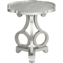 Best reviews of 💯 Crestview Collection Traditional Wood Round Accent Side End Table 26" Wide Silver Scalloped Tabletop for Living Room Home House 💯 -End And Side Tables shop unnamed file 4417