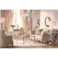 Best reviews of 💯 Crestview Collection Traditional Wood Round Accent Side End Table 26" Wide Silver Scalloped Tabletop for Living Room Home House 💯 -End And Side Tables shop unnamed file 4419