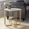 Budget 🔔 Studio 55D Luxury Bronze Metal Round Accent Side End Table 24" Wide Gold Marbleized Glass Tabletop Living Room Bedroom Entryway ⭐ -End And Side Tables shop unnamed file 4420