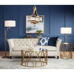 Discount 🔔 55 Downing Street Luxury Gold Leaf Metal Round Accent Side End Table 20" Wide Mirrored Tabletop Living Room Bedroom Entryway House 😍 -End And Side Tables shop unnamed file 4427