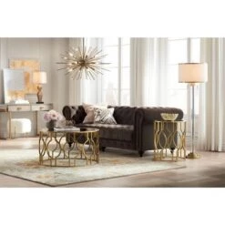 Discount 🔔 55 Downing Street Luxury Gold Leaf Metal Round Accent Side End Table 20" Wide Mirrored Tabletop Living Room Bedroom Entryway House 😍 -End And Side Tables shop unnamed file 4428