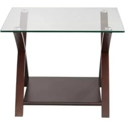 Top 10 ⭐ Elm Lane Modern Espresso Wood Accent Side End Table 23 3/4" Wide with Shelf Brown Clear Glass Tabletop for Living Room Bedroom House 🔔 -End And Side Tables shop unnamed file 4437