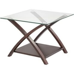 Top 10 ⭐ Elm Lane Modern Espresso Wood Accent Side End Table 23 3/4" Wide with Shelf Brown Clear Glass Tabletop for Living Room Bedroom House 🔔 -End And Side Tables shop unnamed file 4438