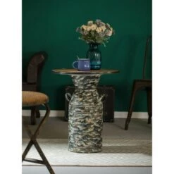 Coupon βοΈ Vintiquewise Antique Rustic Round Milk Can Side Table Farmhouse Milk Jug End Table βοΈ