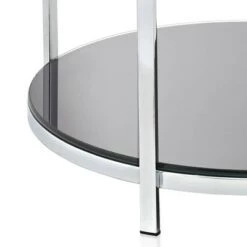 Coupon 🥰 Studio 55D Modern Chrome Stainless Steel Round Accent Side End Table 21" Wide Silver Clear Glass Black Living Room Bedroom Bedside ✔️ -End And Side Tables shop unnamed file 4447