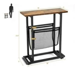 Buy π₯ Costway 2PCS Industrial End Side Table Nightstand with Mesh Holder Rustic Brown β