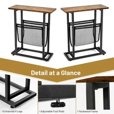 Buy π₯ Costway 2PCS Industrial End Side Table Nightstand with Mesh Holder Rustic Brown β 10 Buy π₯ Costway 2PCS Industrial End Side Table Nightstand with Mesh Holder Rustic Brown β - Image 8
