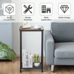 Coupon ✔️ Costway Set of 2 2-Tier Industrial Side End Accent Telephone Table w/ Mesh Shelf 😍 -End And Side Tables shop unnamed file 4474