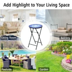 Cheapest 😉 Costway Folding Mosaic Side Table Accent Table Bistro End Table ⌛ -End And Side Tables shop unnamed file 4503
