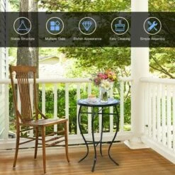 Best reviews of 🤩 Costway Mosaic Side Table Accent Table Round Balcony Bistro End Table OrangeBlueNavy 😀 -End And Side Tables shop unnamed file 4516