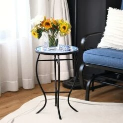 Best reviews of 🤩 Costway Mosaic Side Table Accent Table Round Balcony Bistro End Table OrangeBlueNavy 😀 -End And Side Tables shop unnamed file 4519