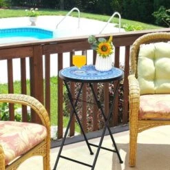 Best reviews of 🤩 Costway Mosaic Side Table Accent Table Round Balcony Bistro End Table OrangeBlueNavy 😀 -End And Side Tables shop unnamed file 4522