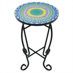 Best reviews of 🤩 Costway Mosaic Side Table Accent Table Round Balcony Bistro End Table OrangeBlueNavy 😀 -End And Side Tables shop unnamed file 4523