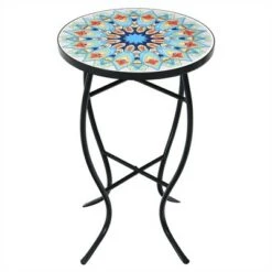 Best reviews of 🤩 Costway Mosaic Side Table Accent Table Round Balcony Bistro End Table OrangeBlueNavy 😀 -End And Side Tables shop unnamed file 4525
