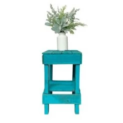 Discount ⌛ del Hutson Designs 100 Percent Reclaimed Solid Wood Rustic Contemporary Country Farmhouse Slim Side End Table for Living Room or Bedroom, Turquoise 💯 -End And Side Tables shop unnamed file 4540
