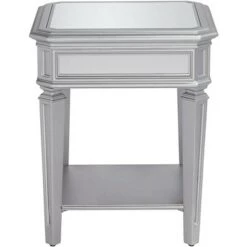 Coupon ⌛ 55 Downing Street Traditional Wood Square Accent Side End Table 20" Wide with Shelf Silver Mirrored Tabletop for Living Room House 🛒 -End And Side Tables shop unnamed file 4558