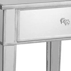 Best deal 😀 Meiyi Furniture SEI Furniture Mirage Mirrored Tall End Side Accent Table with 1 Drawer and Faux Crystal Knob for Living Room, Hall, or Entryway, Metallic 👏 -End And Side Tables shop unnamed file 4568