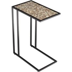 Brand new 🛒 Teal Island Designs Coastal Black Rectangular Accent Side End Table 19 3/4" x 12" White Brown Mosaic Tabletop for Living Room Home ✨ -End And Side Tables shop unnamed file 4588