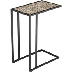 Brand new 🛒 Teal Island Designs Coastal Black Rectangular Accent Side End Table 19 3/4" x 12" White Brown Mosaic Tabletop for Living Room Home ✨ -End And Side Tables shop unnamed file 4590