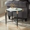Budget 🥰 Studio 55D Modern Metal Round Accent Side End Table 25" Wide Matte Black Gold Marbleized Glass Tabletop for Living Room Bedroom ✔️ -End And Side Tables shop unnamed file 4591