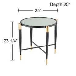 Budget 🥰 Studio 55D Modern Metal Round Accent Side End Table 25" Wide Matte Black Gold Marbleized Glass Tabletop for Living Room Bedroom ✔️ -End And Side Tables shop unnamed file 4596