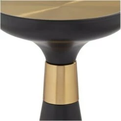 Best Pirce 🎁 Studio 55D Modern Glam Luxe Metal Round Accent Side End Table 13" Wide Black Gold for Living Room Home House Entryway Balcony 😉 -End And Side Tables shop unnamed file 4599