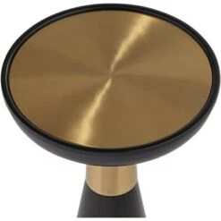 Best Pirce 🎁 Studio 55D Modern Glam Luxe Metal Round Accent Side End Table 13" Wide Black Gold for Living Room Home House Entryway Balcony 😉 -End And Side Tables shop unnamed file 4600