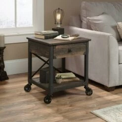 Best Sale β¨ Steel River Side Table Carbon Oak - Sauder π