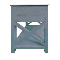 Promo 😍 24" Wooden 1 Drawer End Table with Cross Sides and Open Bottom Shelf - The Urban Port Cream 😍