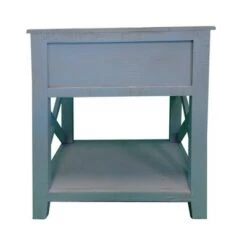 Promo 😍 24" Wooden 1 Drawer End Table with Cross Sides and Open Bottom Shelf - The Urban Port Cream 😍 -End And Side Tables shop unnamed file 4646