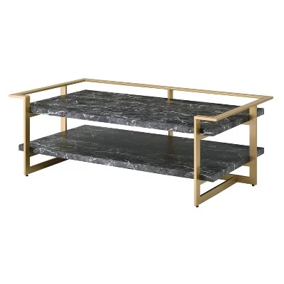 Cheap β€οΈ 2pc Buntington Coffee and Side Table Set with Faux Marble Gold π§₯ Coating/Black - miBasics π 4 Cheap β€οΈ 2pc Buntington Coffee and Side Table Set with Faux Marble Gold π§₯ Coating/Black - miBasics π - Image 2