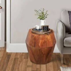 Best reviews of 🔔 21.5" Faceted Handcrafted Mango Wood Side End Table Brown - The Urban Port 🛒 -End And Side Tables shop unnamed file 4673