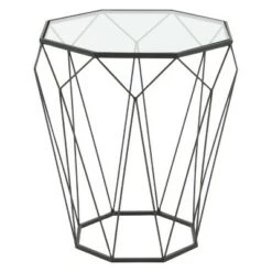 Brand new π€© Metal and Glass Octagonal Side Table Dark Gray - Olivia & May π