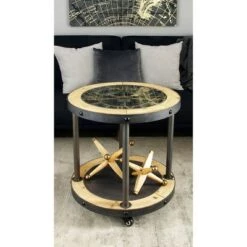 Hot Sale 🔔 Olivia & May Industrial Side Table with Clock Tabletop Brown - Olivia & May 😀